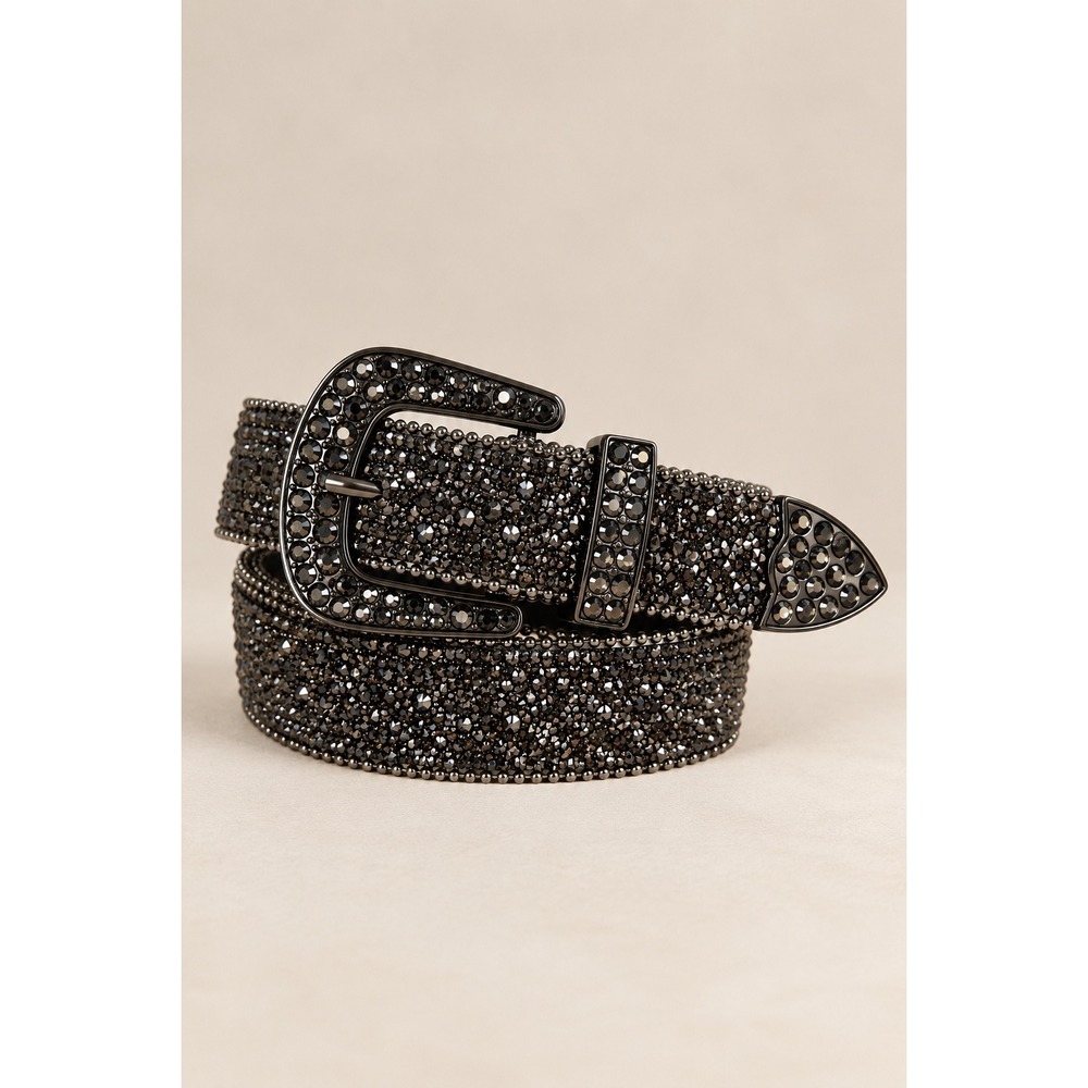 Shyanne Women Black Rhinestone Western Belt Studded Buckle K511 Size 26 NEW
